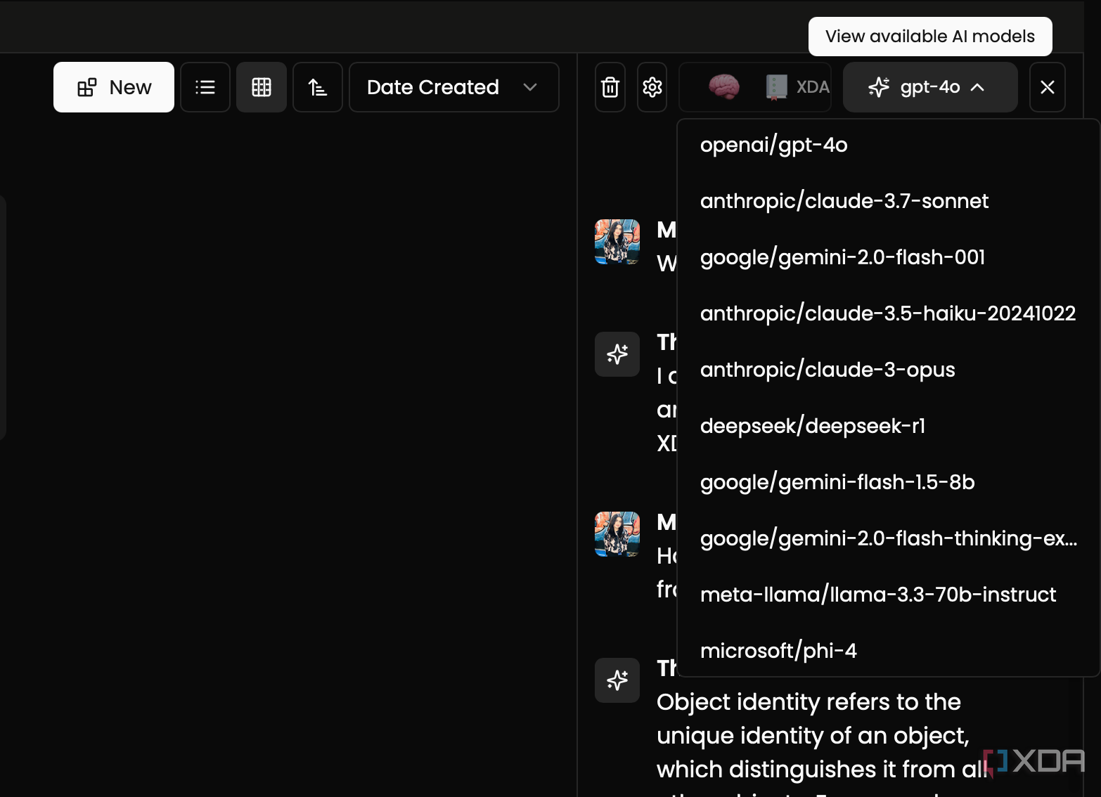 The Drive AI displaying available AI models