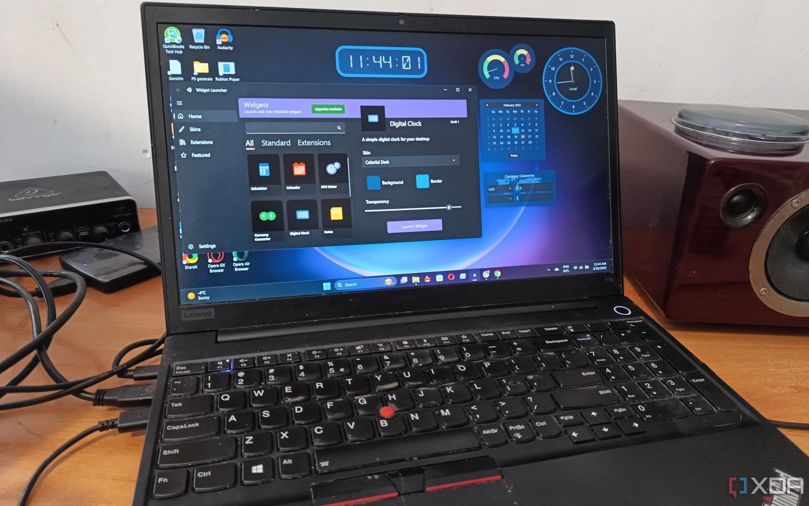 Widget Launcher and widgets running on Windows 11 laptop screen