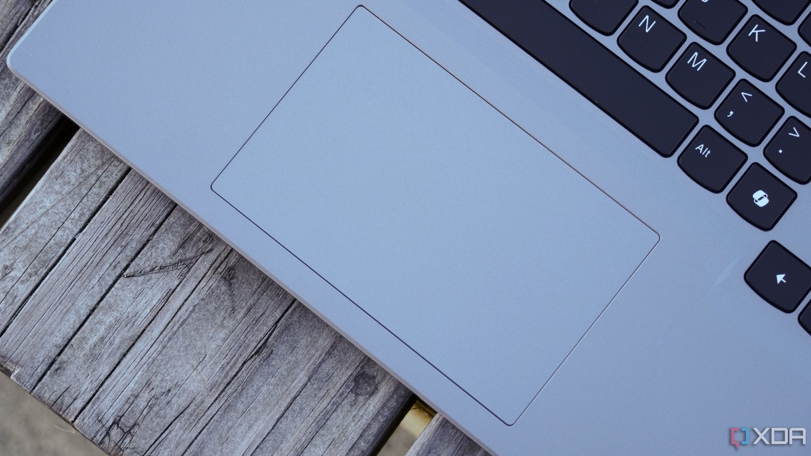 Laptop touchpad closeup