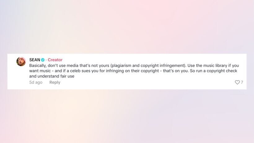 SeanVV on TikTok comment about CapCut