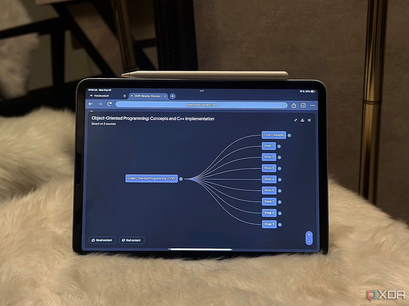 NotebookLM mind map open on an iPad