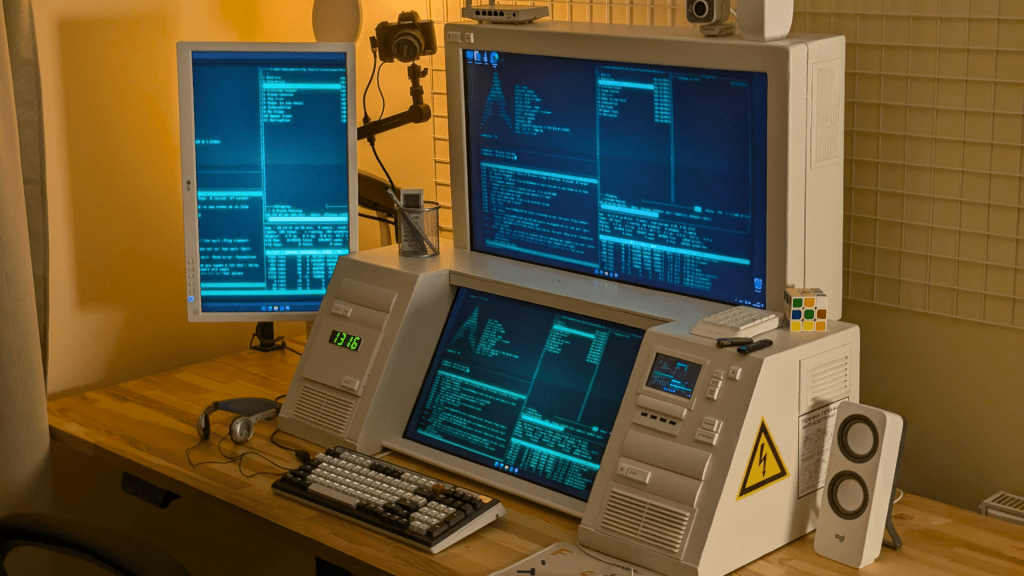 Oh man, I’m dying for that retro-futuristic PC setup!